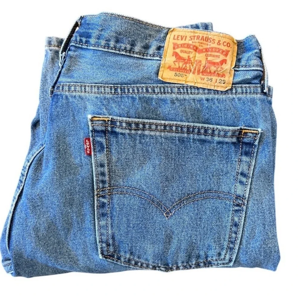 Levi's 505‎ Jeans Mens 36x29 Straight Leg 100% Cotton Vintage Wash